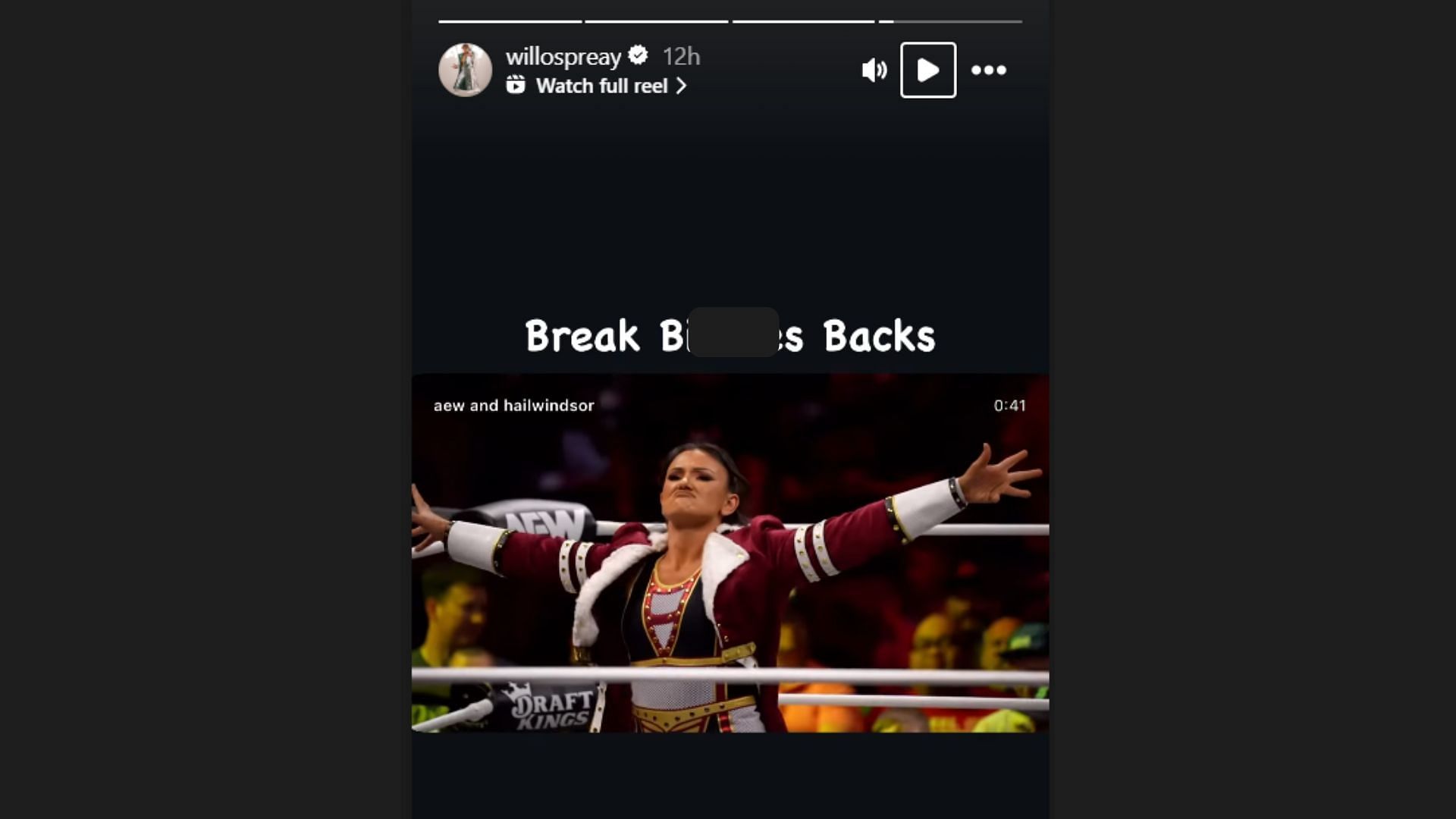 Ospreay's message to his partner. (Image via Ospreay's Instagram story)